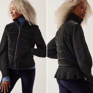 Athleta Women's Black Quilted Bomber Jacket